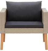 VidaXL 5-delige Loungeset met kussens poly rattan beige