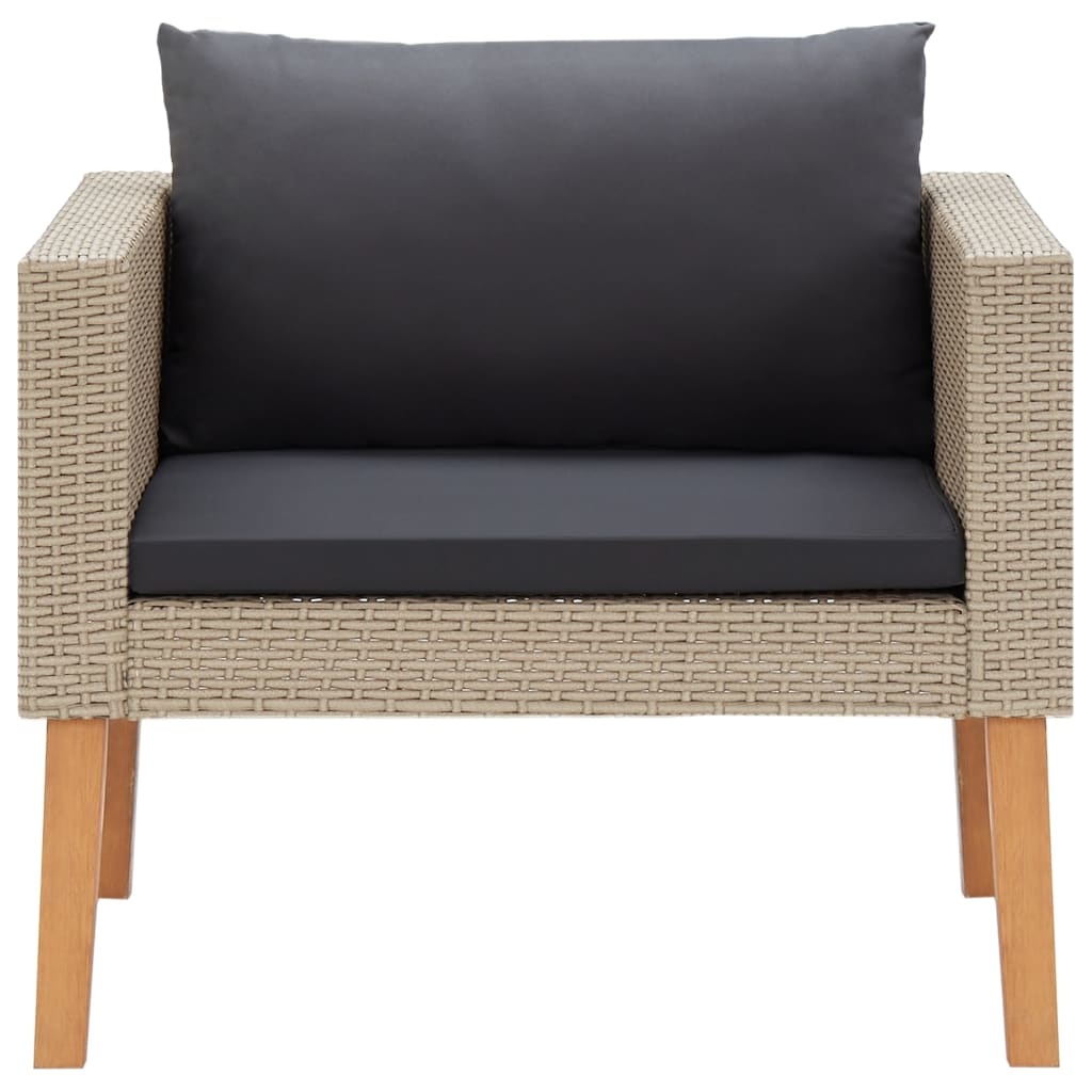 VidaXL 5-delige Loungeset met kussens poly rattan beige