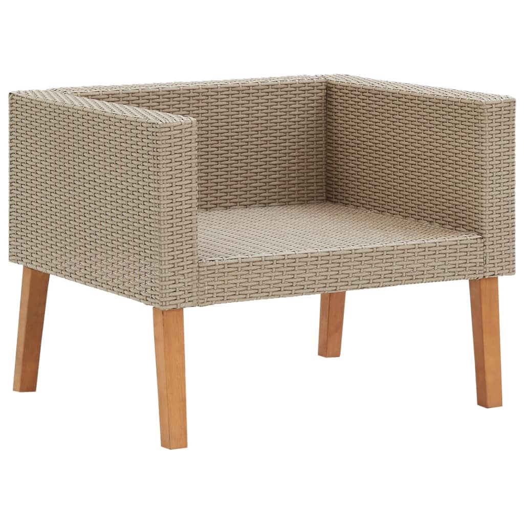VidaXL 5-delige Loungeset met kussens poly rattan beige
