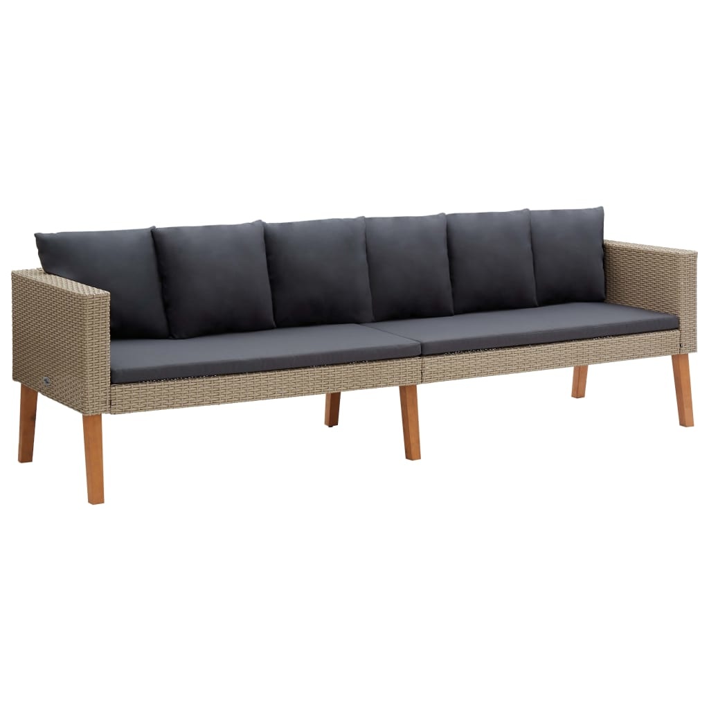 vidaXL 4-delige Loungeset met kussens poly rattan beige