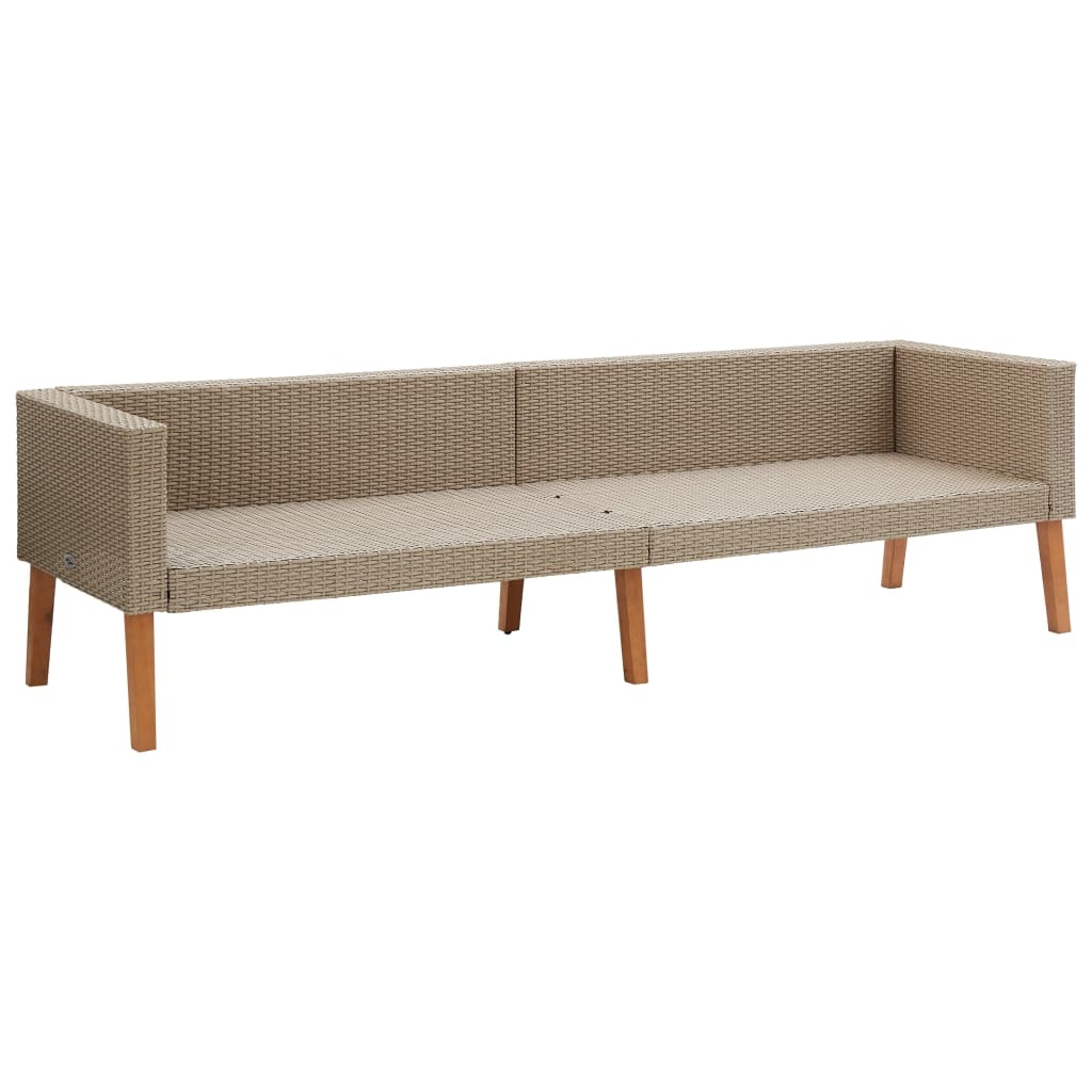 vidaXL 4-delige Loungeset met kussens poly rattan beige