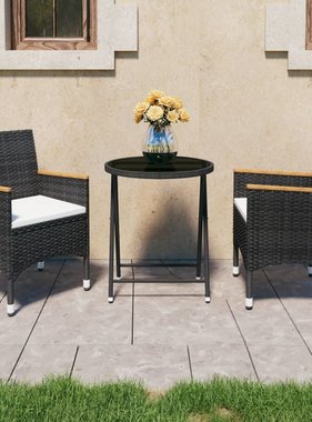 vidaXL 3-delige Bistroset poly rattan en gehard glas zwart