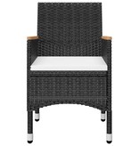 VidaXL 3-delige Bistroset poly rattan en gehard glas zwart
