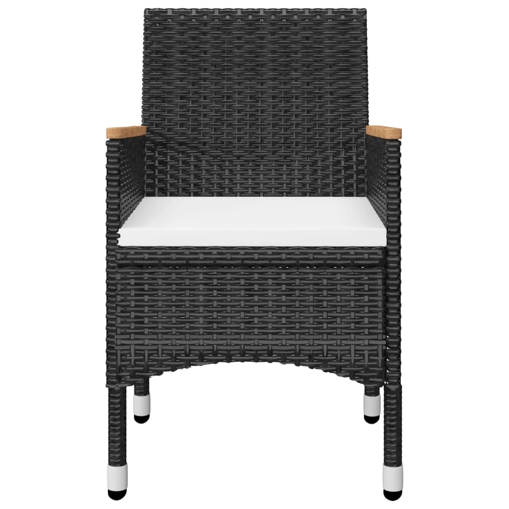 VidaXL 3-delige Bistroset poly rattan en gehard glas zwart