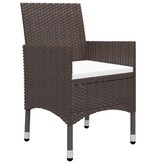 vidaXL 3-delige Bistroset poly rattan en gehard glas bruin