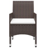 VidaXL 3-delige Bistroset poly rattan en gehard glas bruin