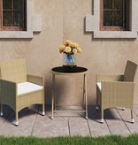 VidaXL 3-delige Bistroset poly rattan en gehard glas beige