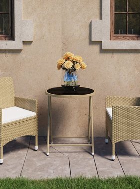 vidaXL 3-delige Bistroset poly rattan en gehard glas beige