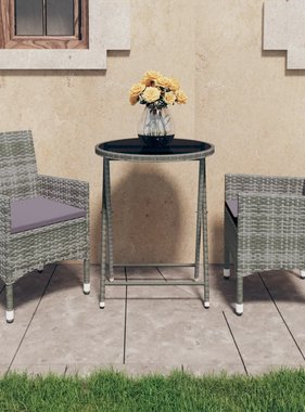 VidaXL 3-delige Bistroset poly rattan en gehard glas grijs