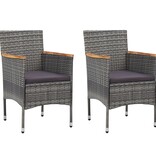 VidaXL 3-delige Bistroset poly rattan en gehard glas grijs