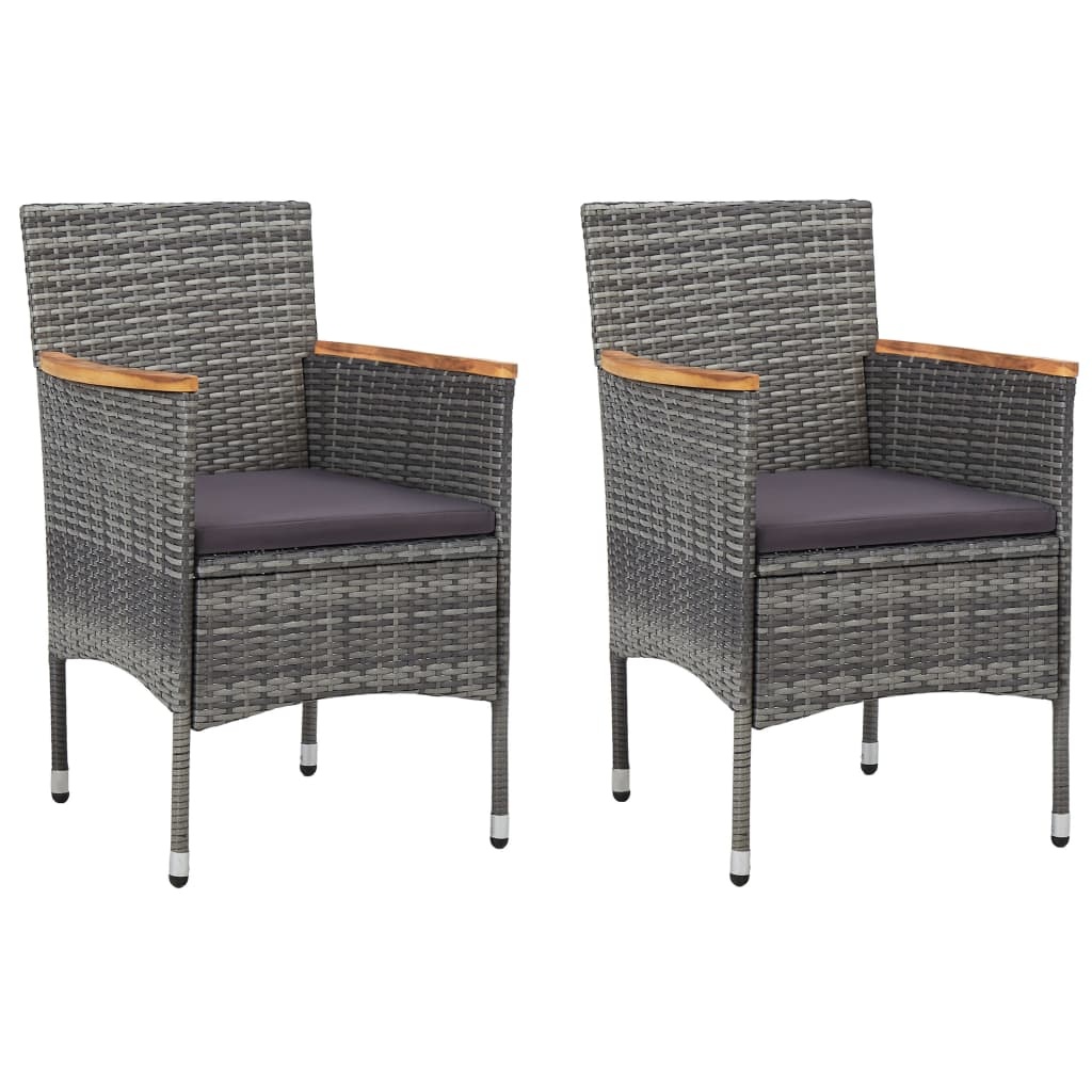 VidaXL 3-delige Bistroset poly rattan en gehard glas grijs