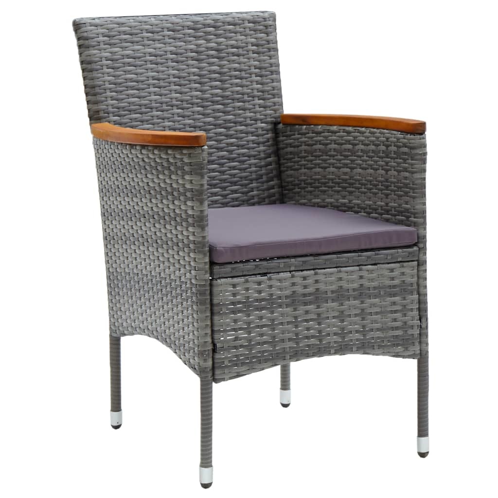 VidaXL 3-delige Bistroset poly rattan en gehard glas grijs