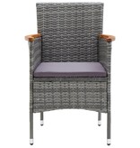 VidaXL 3-delige Bistroset poly rattan en gehard glas grijs