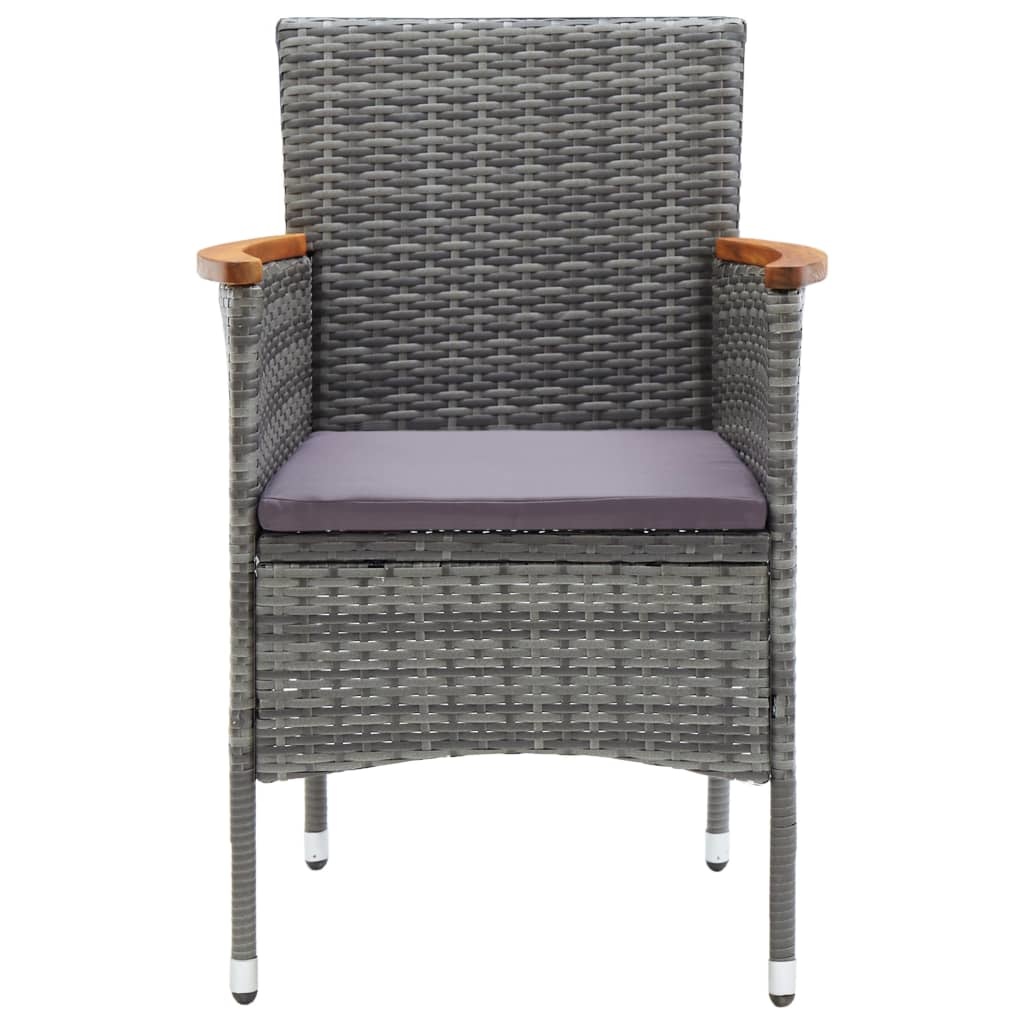 VidaXL 3-delige Bistroset poly rattan en gehard glas grijs
