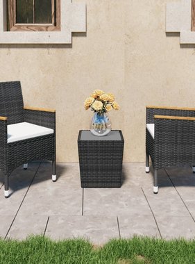 VidaXL 3-delige Bistroset poly rattan en gehard glas zwart