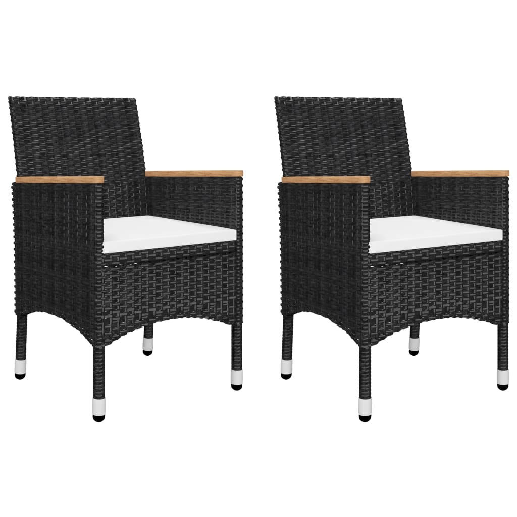 VidaXL 3-delige Bistroset poly rattan en gehard glas zwart