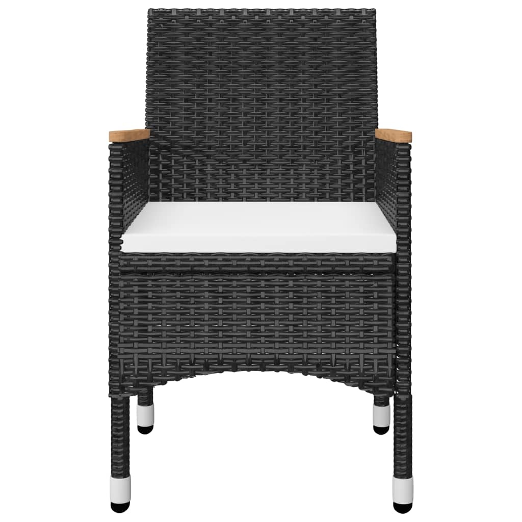 VidaXL 3-delige Bistroset poly rattan en gehard glas zwart
