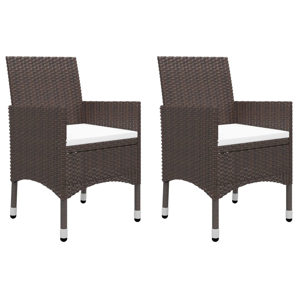 VidaXL 3-delige Bistroset poly rattan en gehard glas bruin