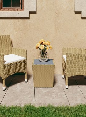 VidaXL 3-delige Bistroset poly rattan en gehard glas beige