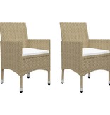 VidaXL 3-delige Bistroset poly rattan en gehard glas beige