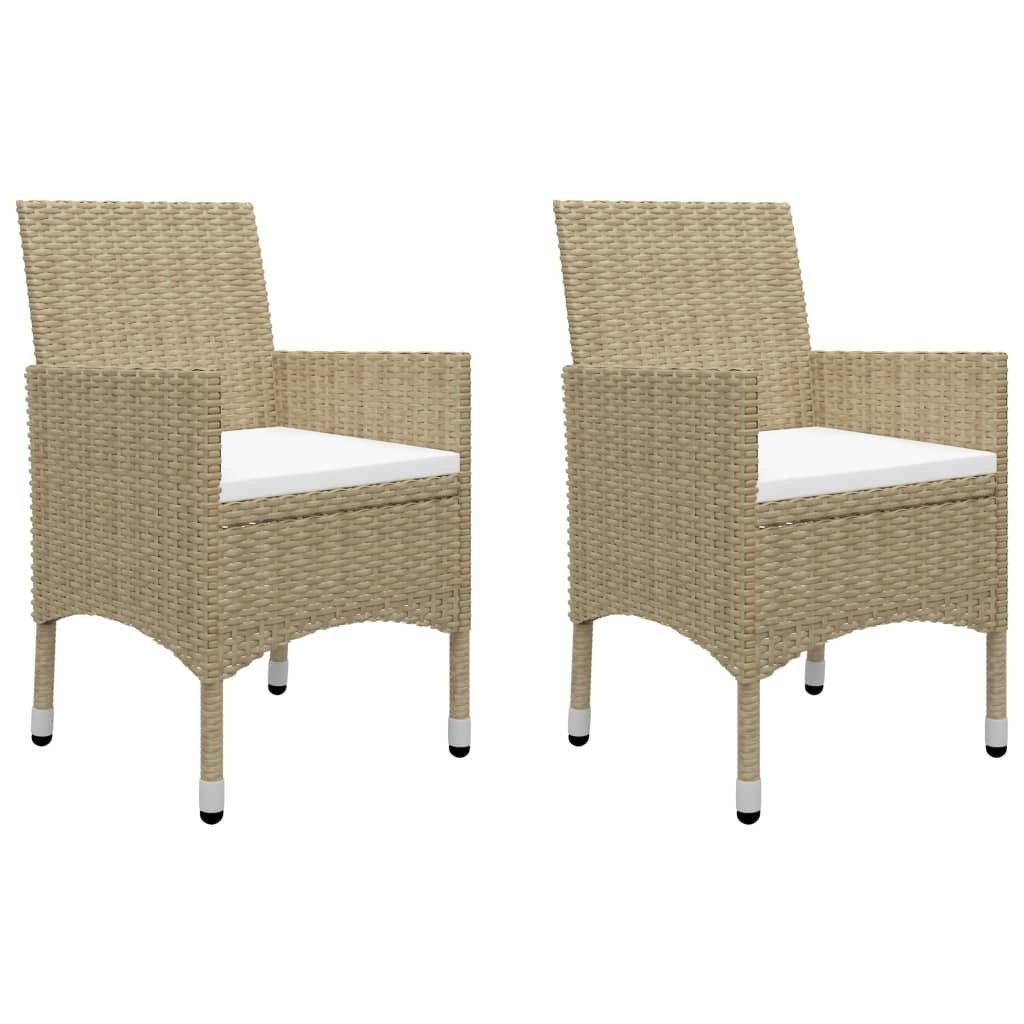 VidaXL 3-delige Bistroset poly rattan en gehard glas beige