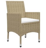 VidaXL 3-delige Bistroset poly rattan en gehard glas beige