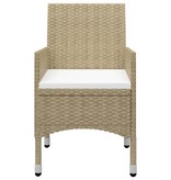 VidaXL 3-delige Bistroset poly rattan en gehard glas beige
