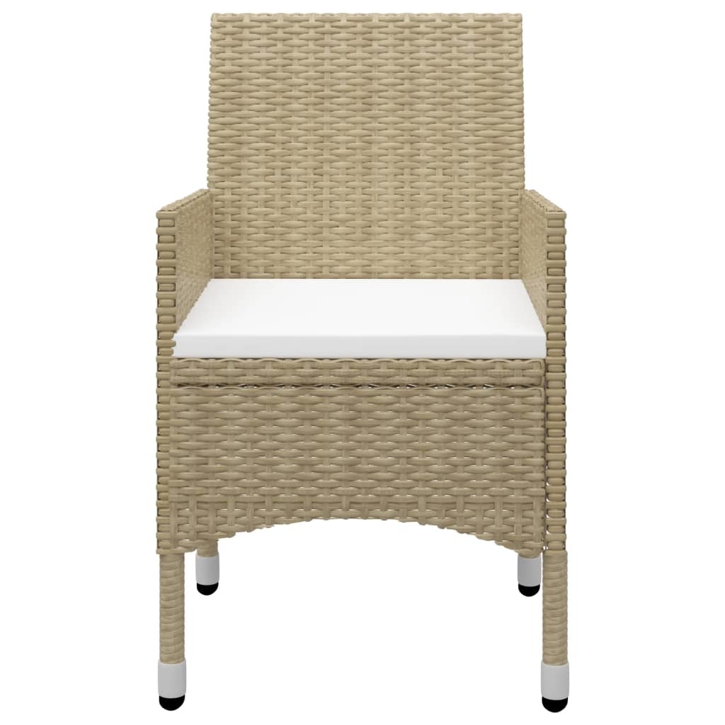 VidaXL 3-delige Bistroset poly rattan en gehard glas beige