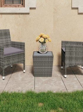 VidaXL 3-delige Bistroset poly rattan en gehard glas grijs