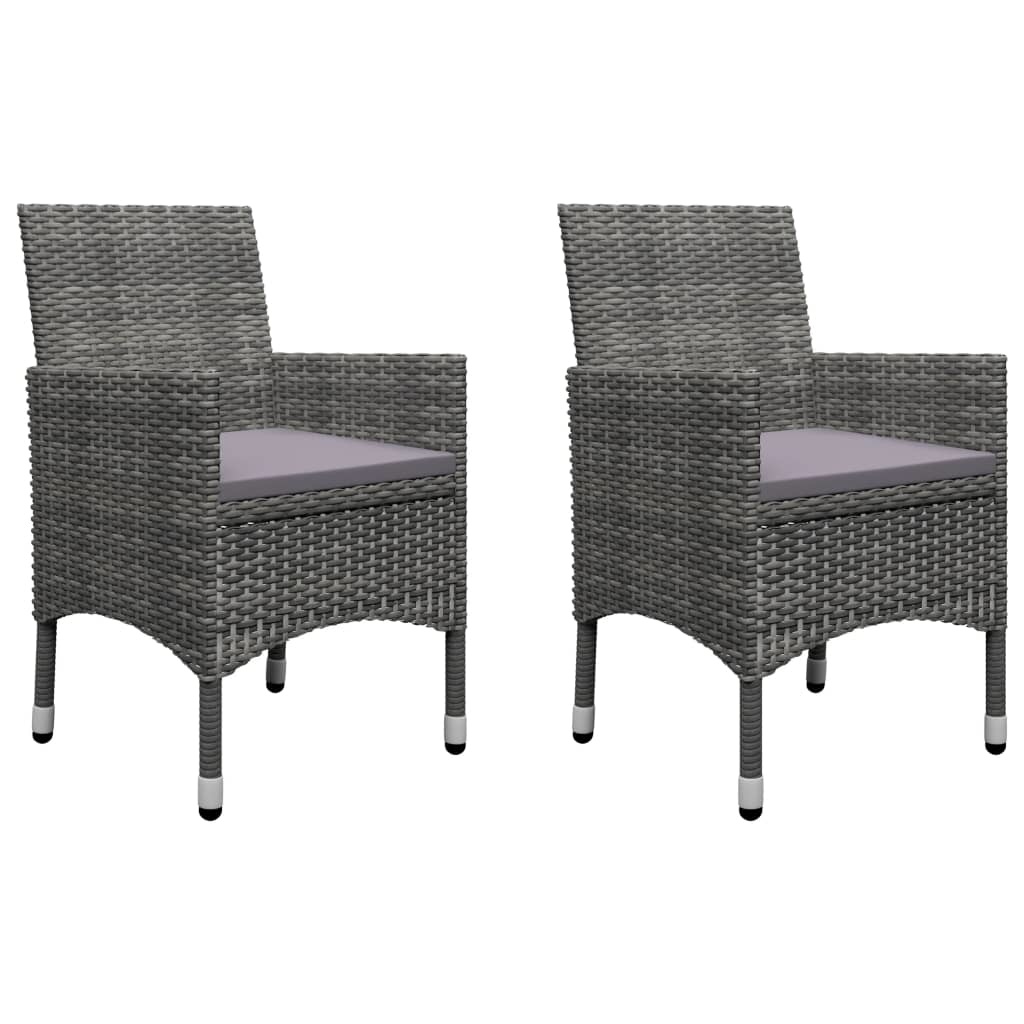 VidaXL 3-delige Bistroset poly rattan en gehard glas grijs