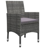 VidaXL 3-delige Bistroset poly rattan en gehard glas grijs
