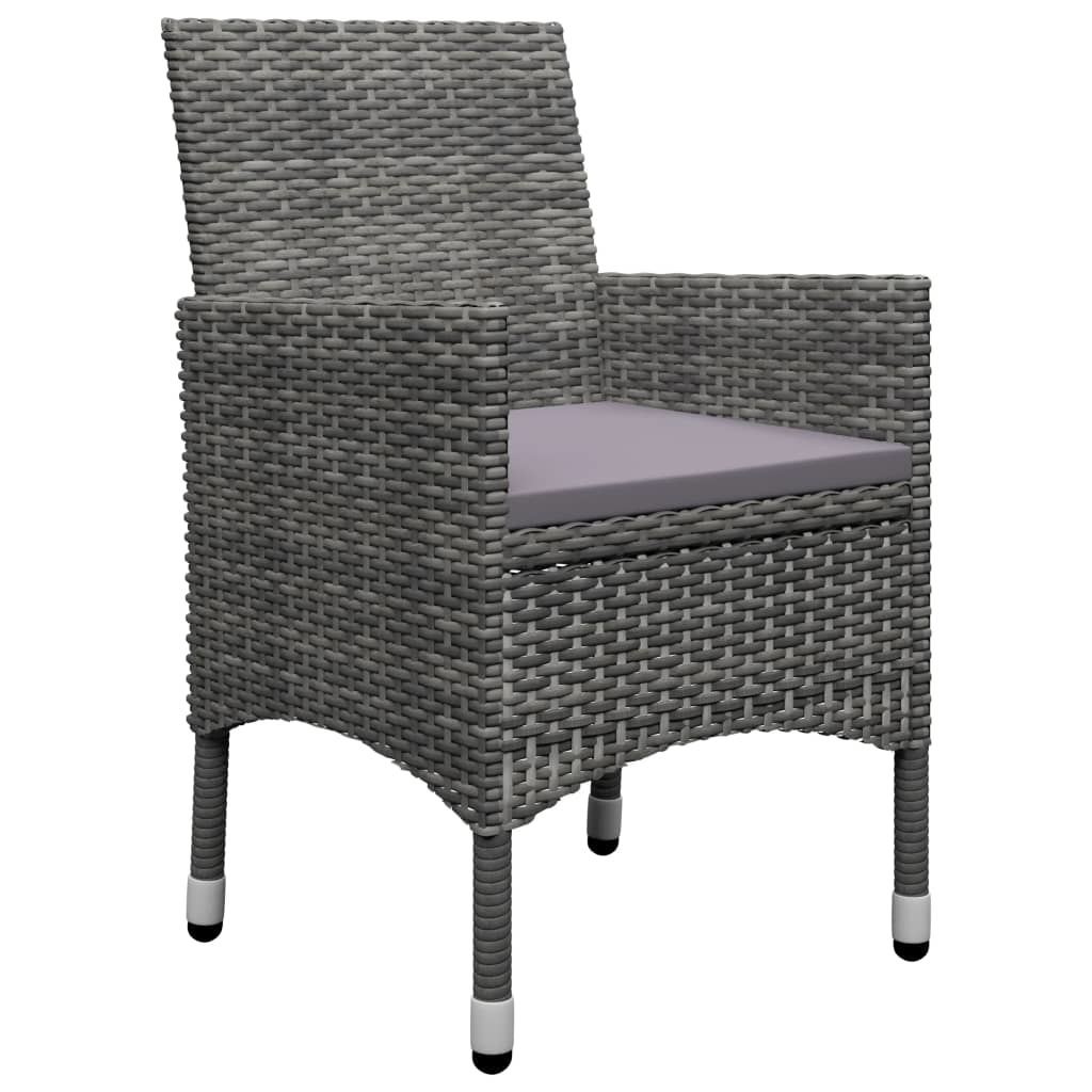 VidaXL 3-delige Bistroset poly rattan en gehard glas grijs