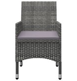 VidaXL 3-delige Bistroset poly rattan en gehard glas grijs