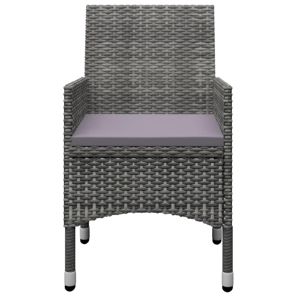 VidaXL 3-delige Bistroset poly rattan en gehard glas grijs