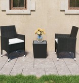 VidaXL 3-delige Bistroset poly rattan en gehard glas zwart