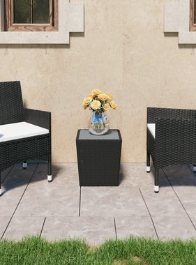 VidaXL 3-delige Bistroset poly rattan en gehard glas zwart