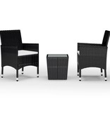 VidaXL 3-delige Bistroset poly rattan en gehard glas zwart