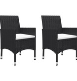VidaXL 3-delige Bistroset poly rattan en gehard glas zwart