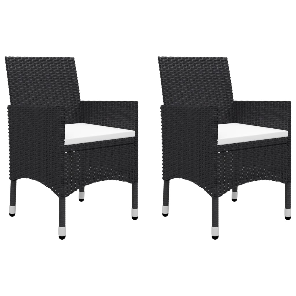 VidaXL 3-delige Bistroset poly rattan en gehard glas zwart