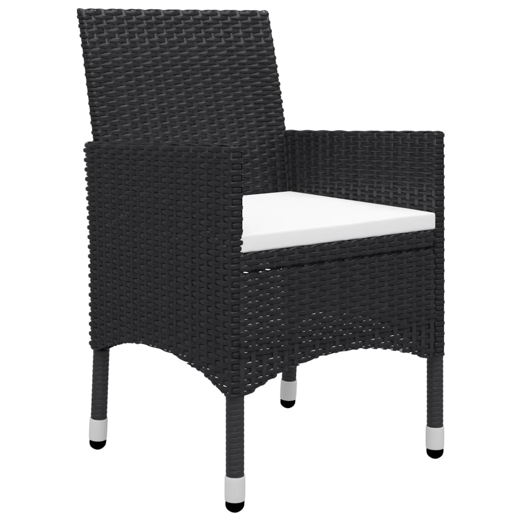 VidaXL 3-delige Bistroset poly rattan en gehard glas zwart