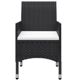 VidaXL 3-delige Bistroset poly rattan en gehard glas zwart