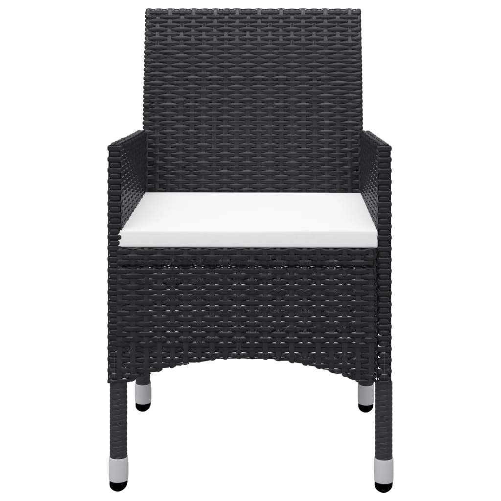 VidaXL 3-delige Bistroset poly rattan en gehard glas zwart