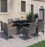 VidaXL 9-delige Tuinset poly rattan en acaciahout grijs