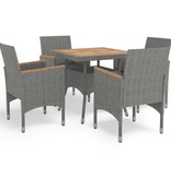 VidaXL 5-delige Tuinset poly rattan en acaciahout grijs