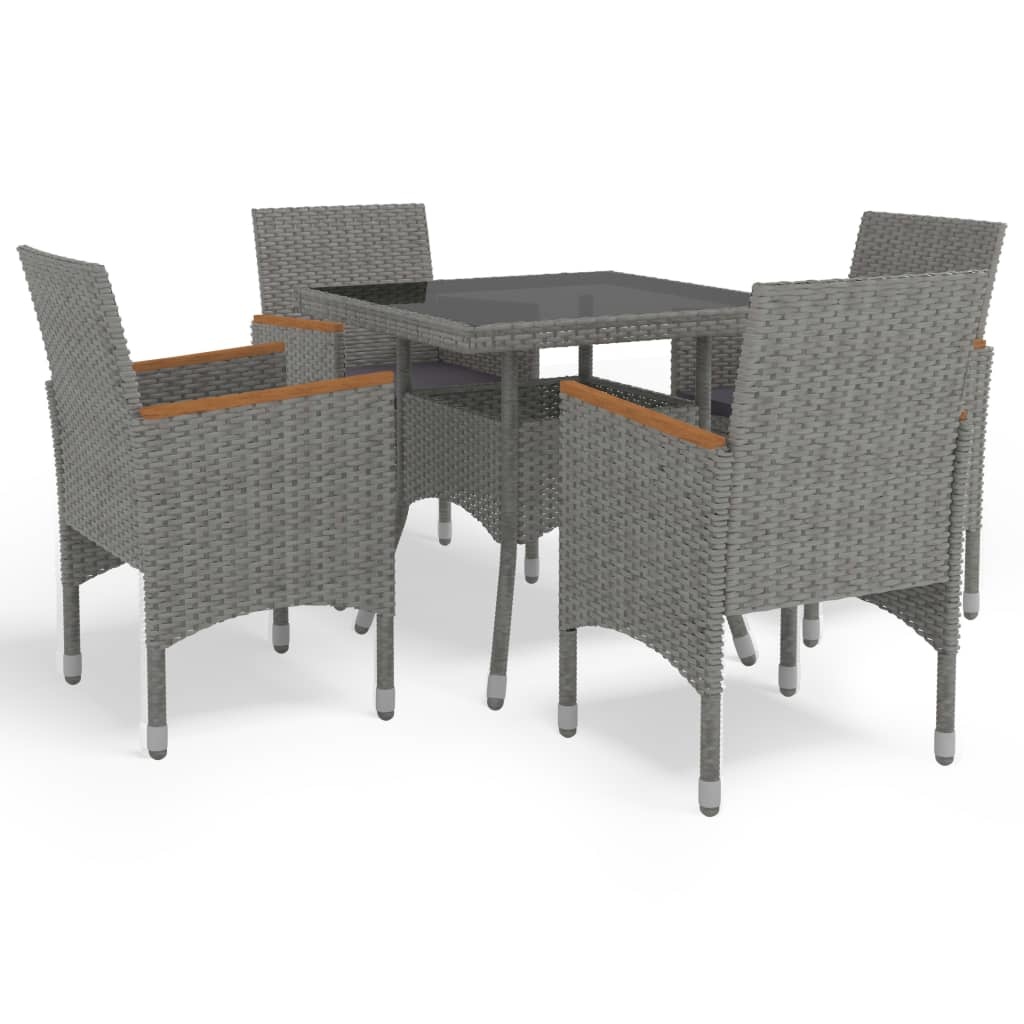 VidaXL 5-delige Tuinset poly rattan en acaciahout grijs