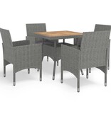 VidaXL 5-delige Tuinset poly rattan en acaciahout grijs