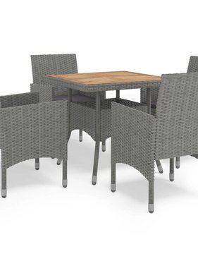 VidaXL 5-delige Tuinset poly rattan en acaciahout grijs