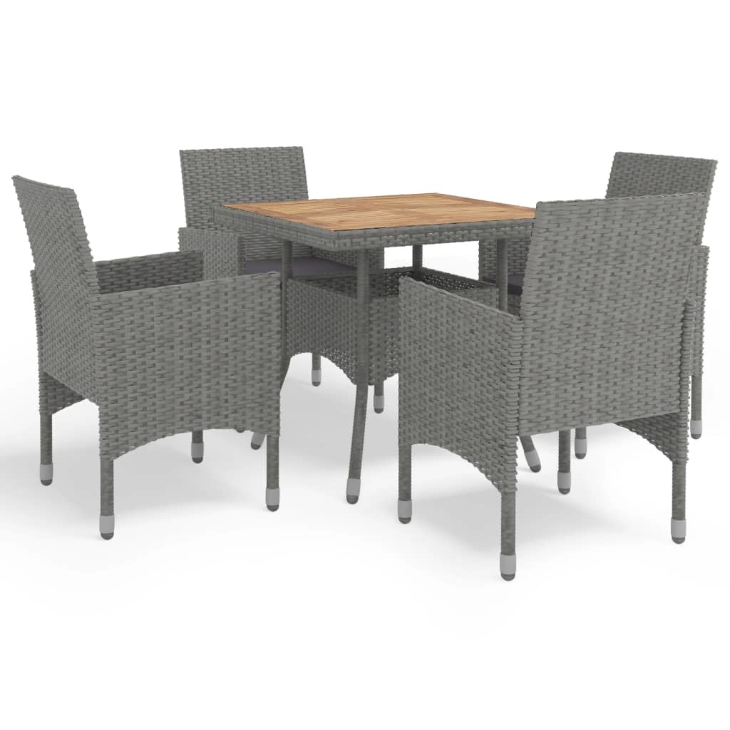VidaXL 5-delige Tuinset poly rattan en acaciahout grijs