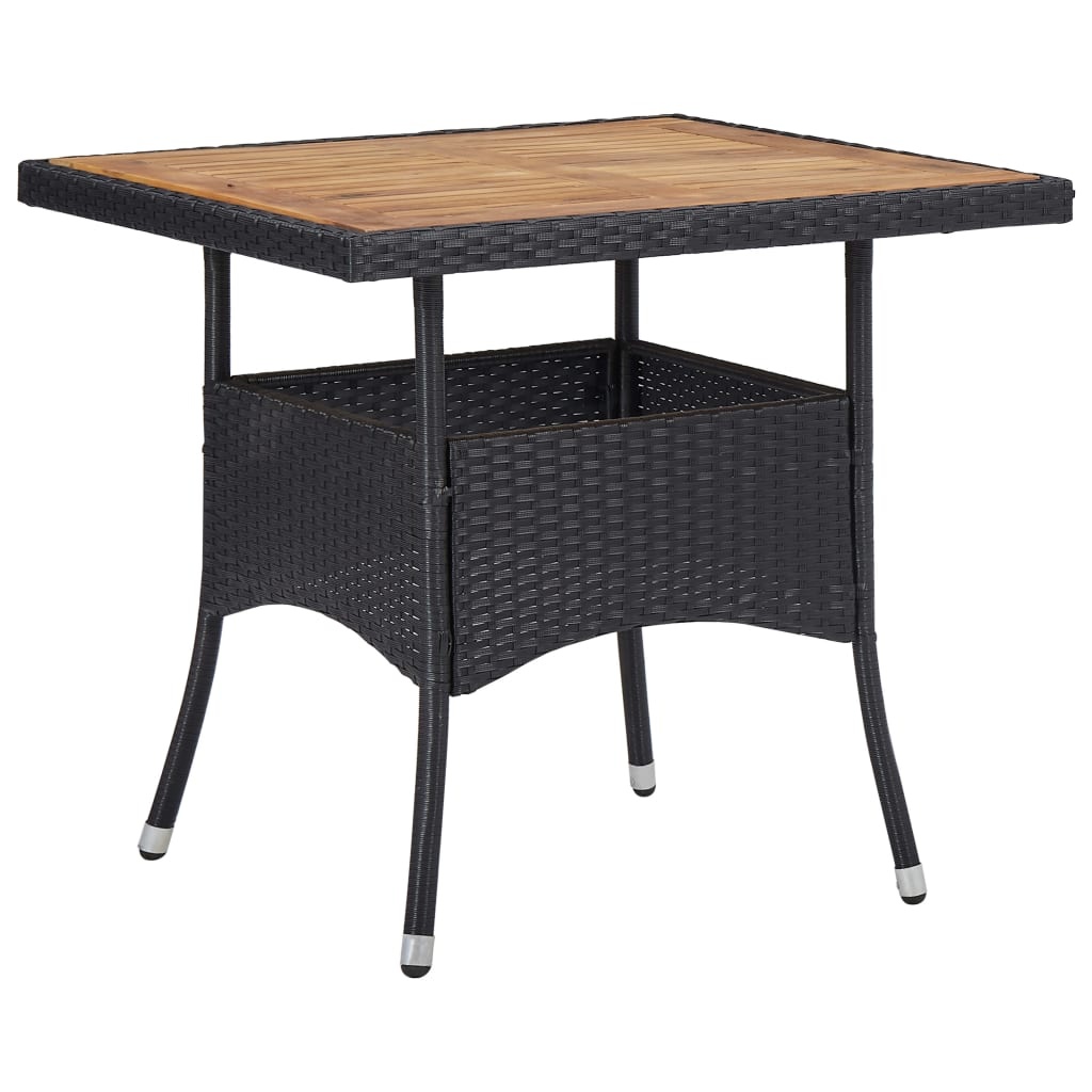 VidaXL 5-delige Tuinset poly rattan en acaciahout zwart