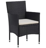 VidaXL 5-delige Tuinset poly rattan en acaciahout zwart